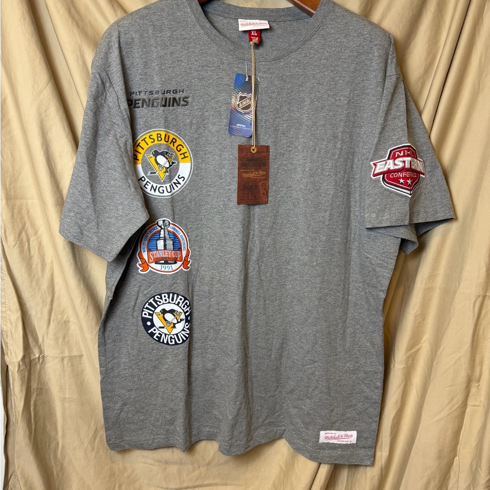 Mitchell & Ness Men’s XL Pittsburgh Penguins Gray NHL Conference T-Shirt –‎ NWT